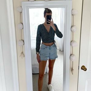 Shein long sleeve wrap crop top